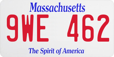 MA license plate 9WE462