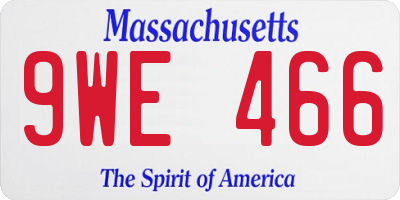 MA license plate 9WE466
