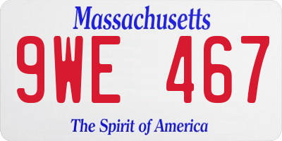 MA license plate 9WE467