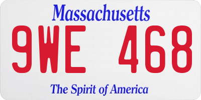 MA license plate 9WE468