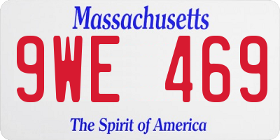 MA license plate 9WE469
