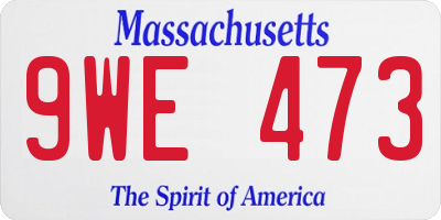 MA license plate 9WE473