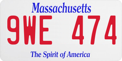 MA license plate 9WE474