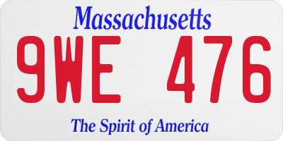 MA license plate 9WE476