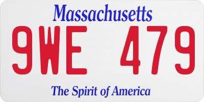 MA license plate 9WE479