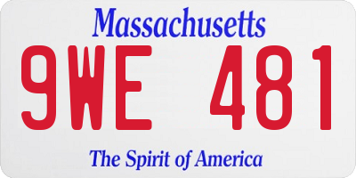MA license plate 9WE481
