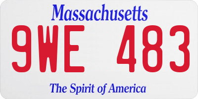 MA license plate 9WE483