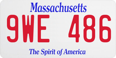 MA license plate 9WE486