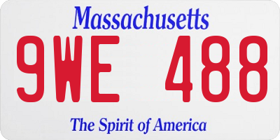 MA license plate 9WE488