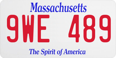 MA license plate 9WE489
