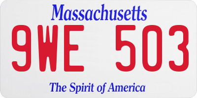 MA license plate 9WE503