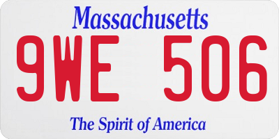 MA license plate 9WE506