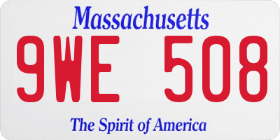 MA license plate 9WE508