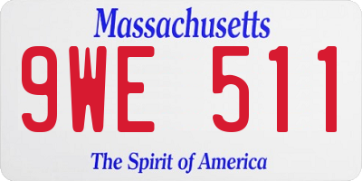 MA license plate 9WE511