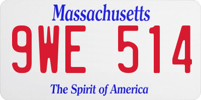 MA license plate 9WE514