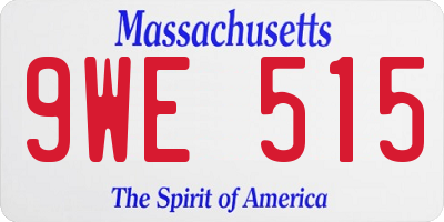 MA license plate 9WE515