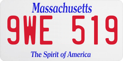 MA license plate 9WE519