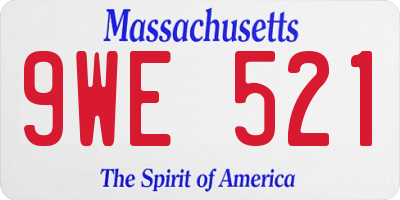 MA license plate 9WE521