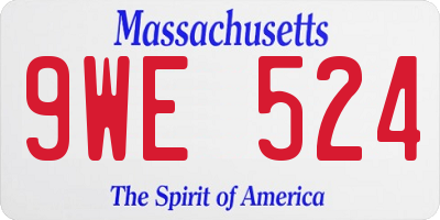 MA license plate 9WE524
