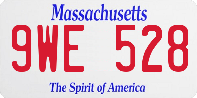 MA license plate 9WE528