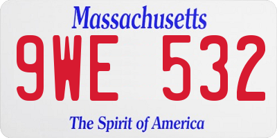 MA license plate 9WE532