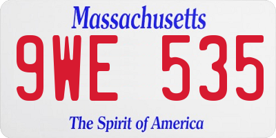 MA license plate 9WE535