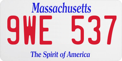 MA license plate 9WE537