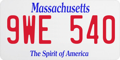 MA license plate 9WE540