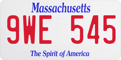MA license plate 9WE545