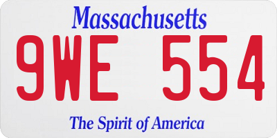 MA license plate 9WE554
