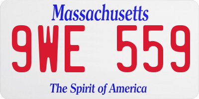 MA license plate 9WE559