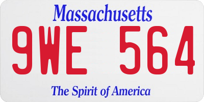 MA license plate 9WE564