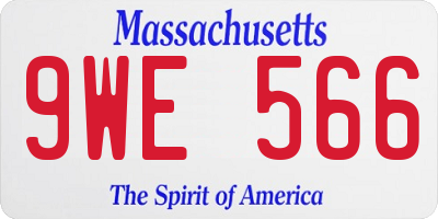 MA license plate 9WE566