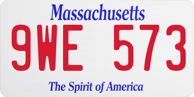 MA license plate 9WE573