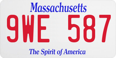 MA license plate 9WE587