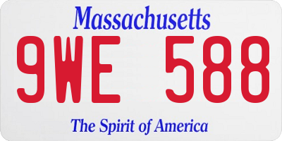 MA license plate 9WE588