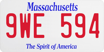 MA license plate 9WE594