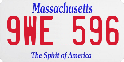 MA license plate 9WE596