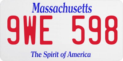 MA license plate 9WE598