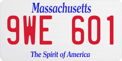 MA license plate 9WE601