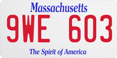 MA license plate 9WE603
