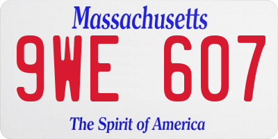 MA license plate 9WE607