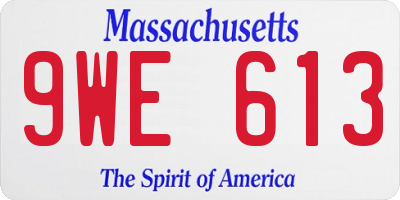 MA license plate 9WE613