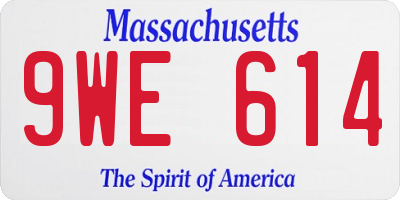 MA license plate 9WE614