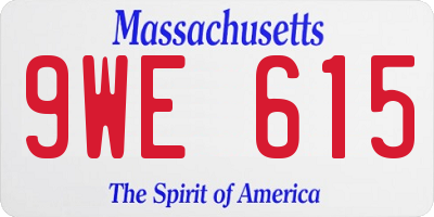 MA license plate 9WE615