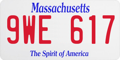 MA license plate 9WE617