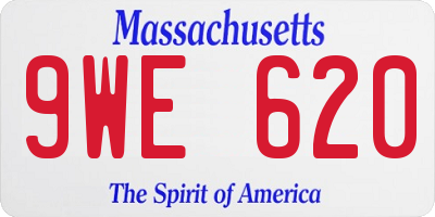 MA license plate 9WE620