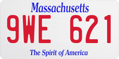MA license plate 9WE621