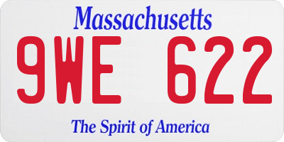 MA license plate 9WE622