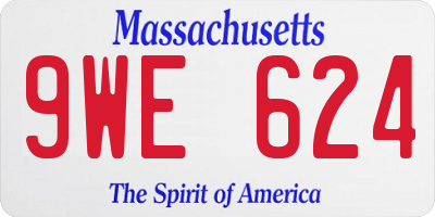MA license plate 9WE624